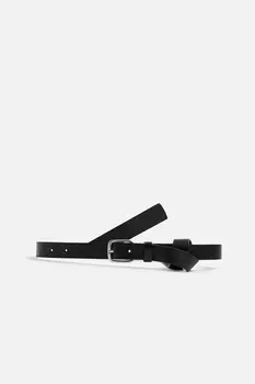 Длинный кожаный ремень ZARA, черный