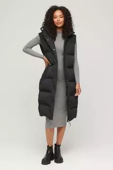 Длинный крой с капюшоном Superdry, черный