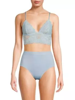 Длинный кружевной бюстгальтер на каждый день Free People, цвет Neon Sky