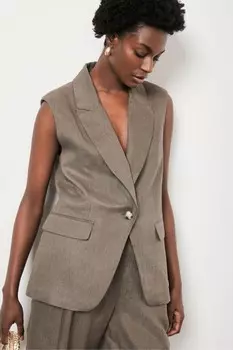 Длинный льняной жилет Mint Velvet, зеленый