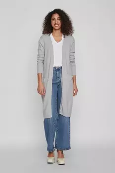 Длинный легкий кардиган Vila, серый