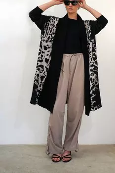 Длинный мягкий хлопковый кардиган с рисунком животных Religion, коричневый