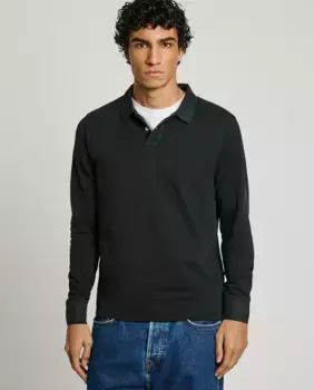 Длинный мужской поло-пике с облегающим силуэтом Pepe Jeans, черный