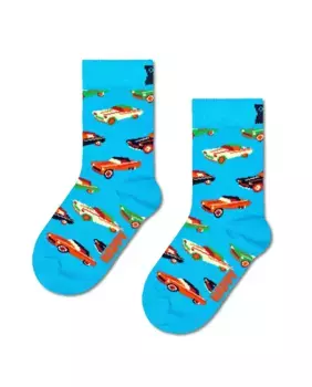 Длинный носок с машинками Happy Socks, светло-голубой