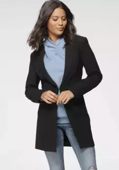 Длинный пиджак Laura Scott с глубоким воротником с лацканами, черный