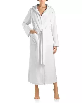 Длинный плюшевый халат с капюшоном Robe Selection Hanro, цвет White