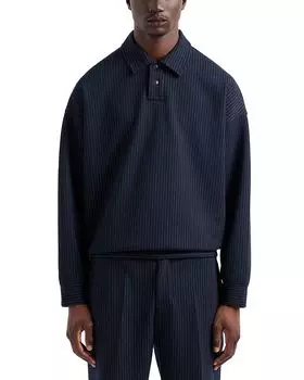 Длинный поло-свитшот с рукавами Emporio Armani, синий