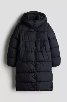 Длинный пуховик H&M, черный