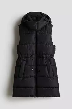 Длинный пуховик H&M, черный