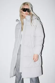 Длинный пуховик H&M, серый