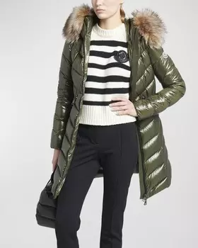 Длинный пуховик Marre с воротником из искусственного меха Moncler