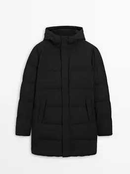 Длинный пуховик Massimo Dutti, черный