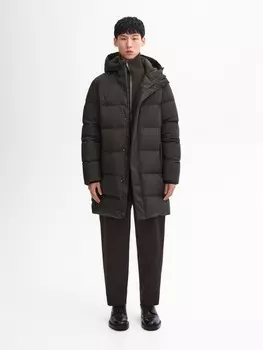 Длинный пуховик Massimo Dutti, серый