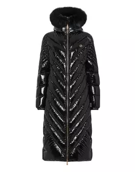 Длинный пуховик Philipp Plein, черный