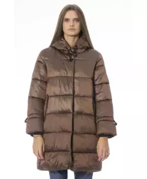 Длинный пуховик с наружными карманами Baldinini, коричневый