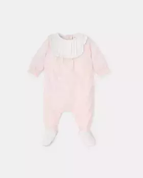 Длинный розовый комбинезон для девочки с белой деталью пике Tutto Piccolo, цвет Rosa