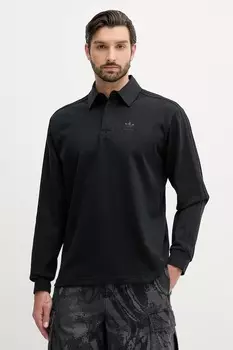 Длинный рукав хлопковая регби поло Adidas Originals, черный