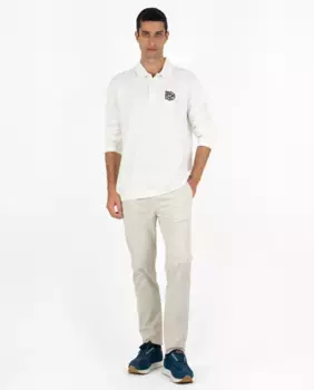 Длинный рукав, мужская хлопковая поло Makarthy, белый