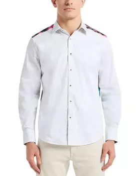 Длинный рукав, рубашка с принтом на спине Robert Graham, белый