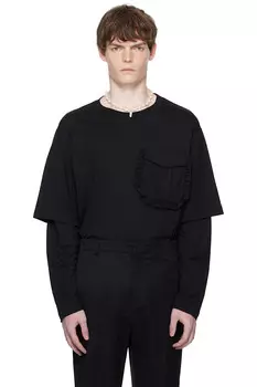 Длинный рукав с карманом в рюшах и многослойным дизайном Simone Rocha, черный