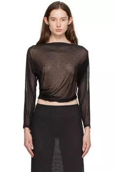 Длинный рукав с пайетками Anna Sui, черный