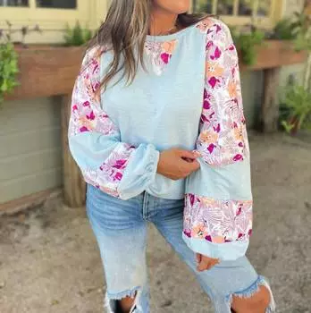 Длинный рукав топа tylerа синего цвета One Eleven North