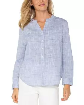 Длинный рукав, верхняя часть с пуговицами, тканая Liverpool Los Angeles, синий