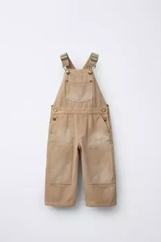 Длинный саржевый комбинезон ZARA, кэмел