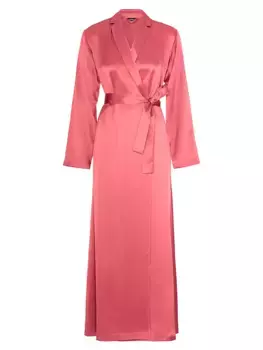 Длинный шелковый халат Vestaglia с запахом La Perla, цвет rose noisette