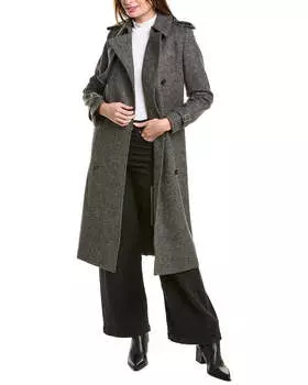 Длинный шерстяной тренчкот Burberry, серый