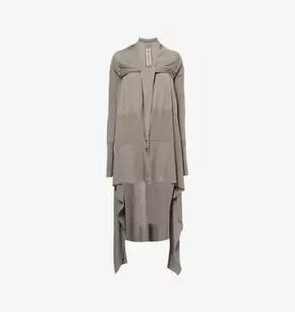 Длинный шерстяной вязаный кардиган с запахом Rick Owens, цвет dust