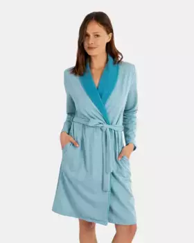 Длинный скрещенный женский халат Massana, бирюзовый