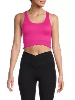 Длинный спортивный бюстгальтер в рубчик Yogalicious, фуксия