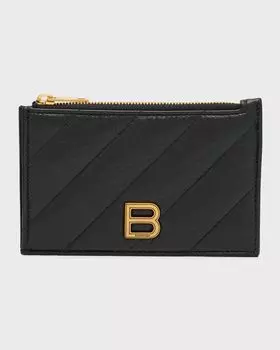 Длинный стеганый футляр для монет и карт Crush Balenciaga, цвет 1000 Black