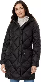 Длинный стеганый пуховик с капюшоном M426079C68 MICHAEL Michael Kors, черный