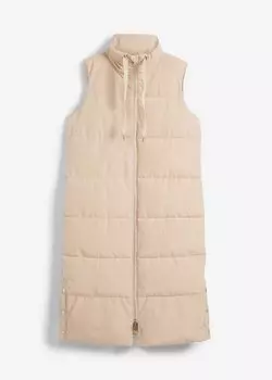 Длинный стеганый жилет Bpc Bonprix Collection, бежевый
