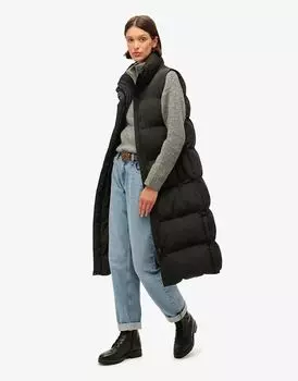Длинный стеганый жилет черного цвета Superdry