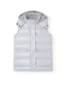 Длинный стеганый жилет для девочки с капюшоном Boboli, светло-серый