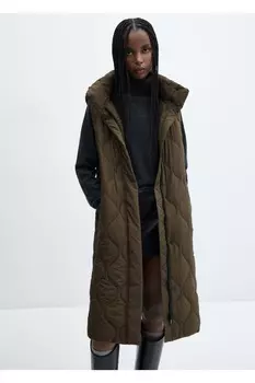 Длинный стеганый жилет Mango, хаки