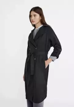 Длинный струящийся тренч Stradivarius, черный