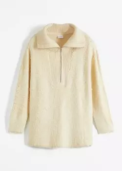 Длинный свитер-букле Rainbow, бежевый