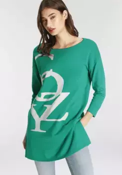 Длинный свитер Laura Scott с современными надписями - НОВАЯ КОЛЛЕКЦИЯ, зеленый