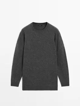 Длинный свитер с круглым вырезом Massimo Dutti, серый