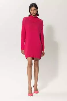 Длинный свитер с ребристыми деталями LUISA CERANO, цвет magenta pink