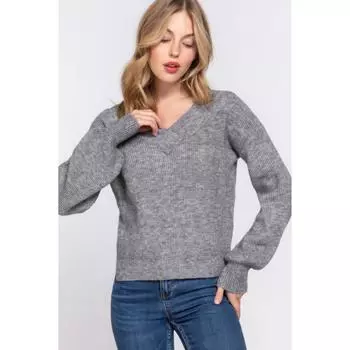 Длинный свитер Slv с двойным V-образным вырезом FASHNZFAB, цвет heather grey