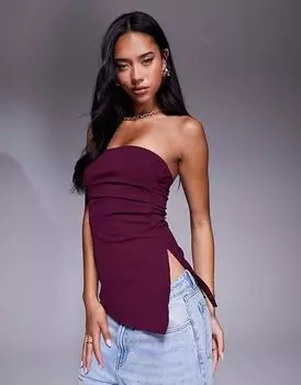 Длинный топ-бандо River Island с драпировкой бордового цвета