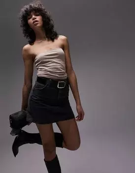 Длинный топ без бретелек Topshop нейтрального цвета