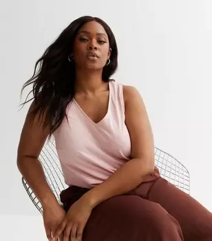 Длинный топ Curves Бледно-розовый с крестом на спине New Look, бледно-розовый