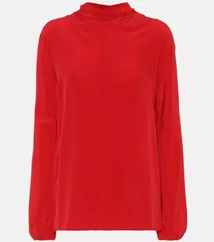 Длинный топ из крепдешина с рукавами Prada, Rosso