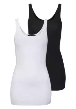 Длинный топ Melrose (в упаковке 2 шт.) с изящным блестящим логотипом на спине, белый